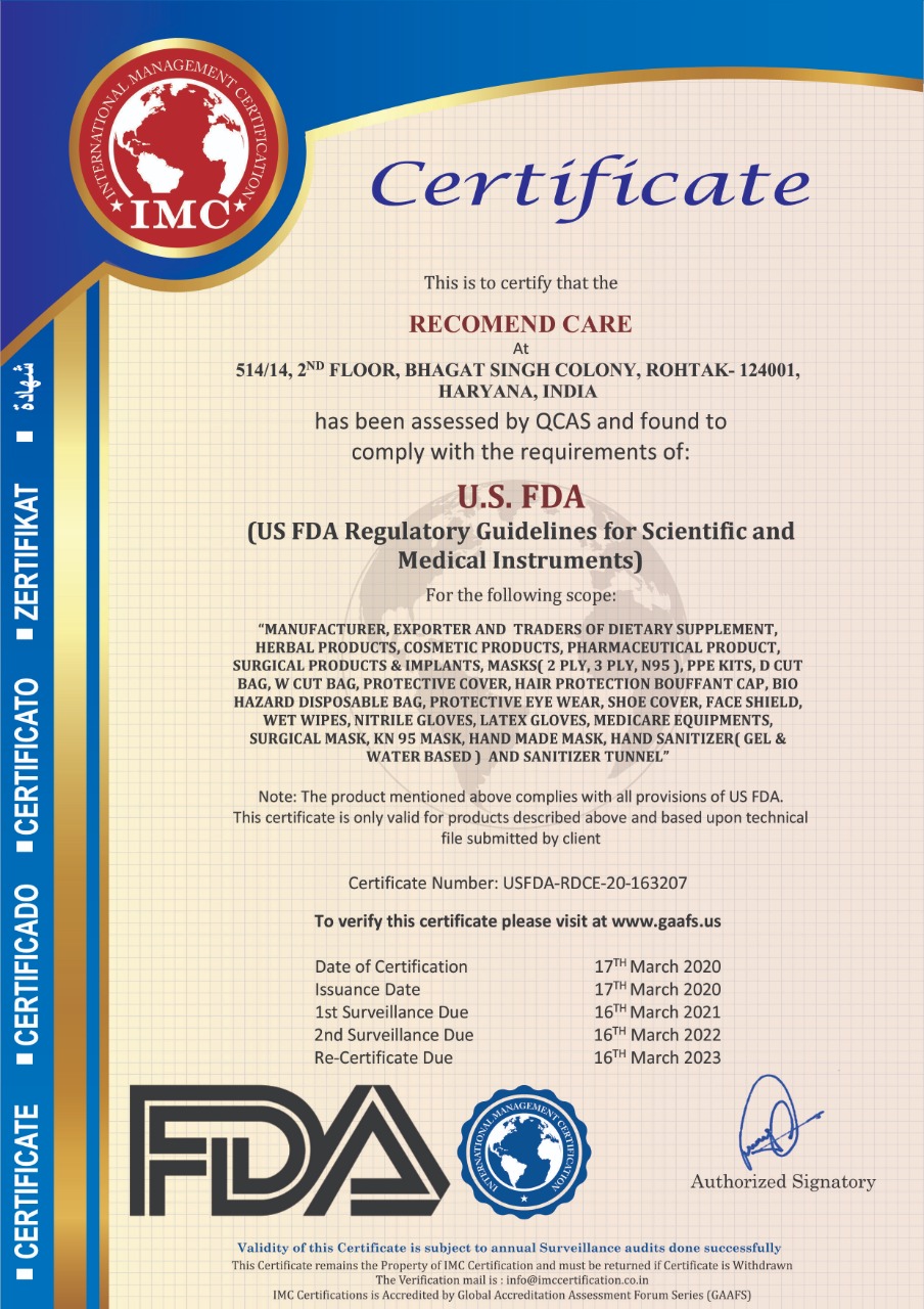 Certificate of FDA
